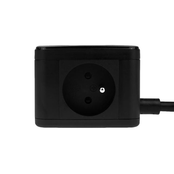 Huslog - Huslog Cube Förlängningssladd med LED - Svart