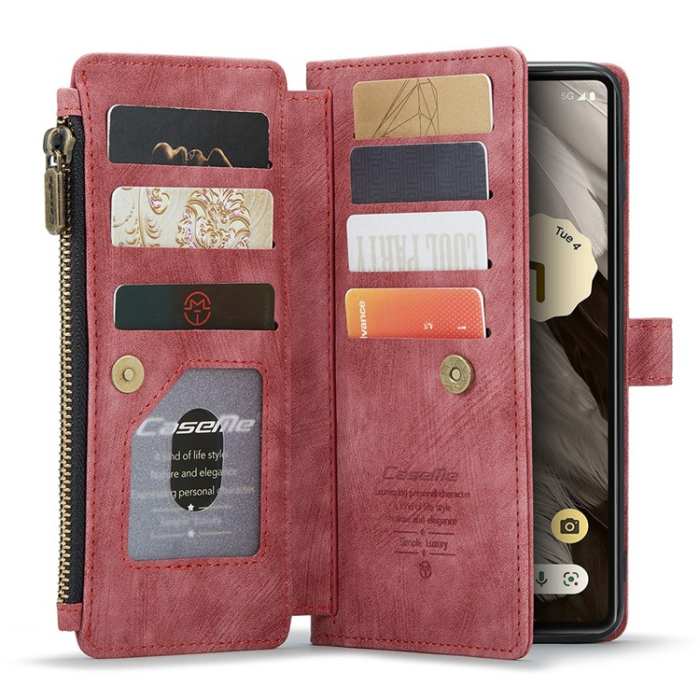 Caseme - CASEME Google Pixel 7A Plånboksfodral C30 Zipper - Röd