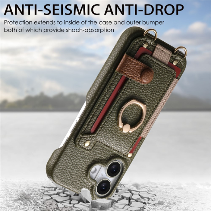 A-One Brand - iPhone 16 Mobilskal med Korthållare Ring Kickstand