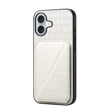 A-One Brand - iPhone 17 Mobilskal Korthållare Crocodile Textured - Vit