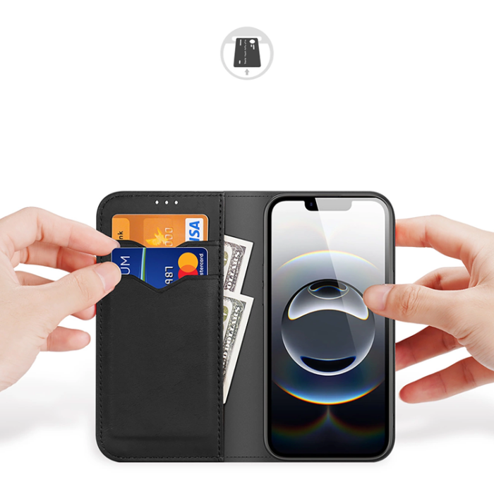 Dux Ducis - Dux Ducis iPhone 16e Plånboksfodral Äkta Läder Hivo - Svart