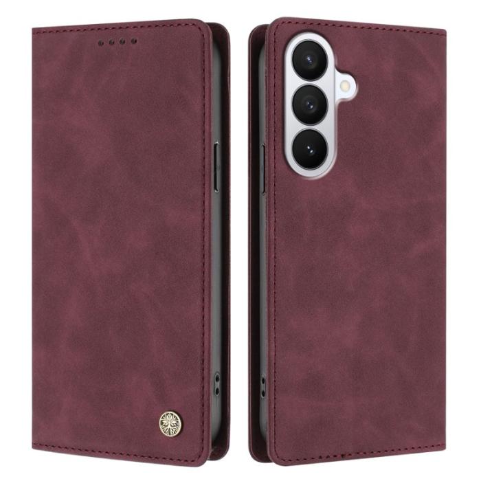 OEM - Plånboksfodral för Samsung Galaxy S26 Plus Konstläder RFID - Vinröd