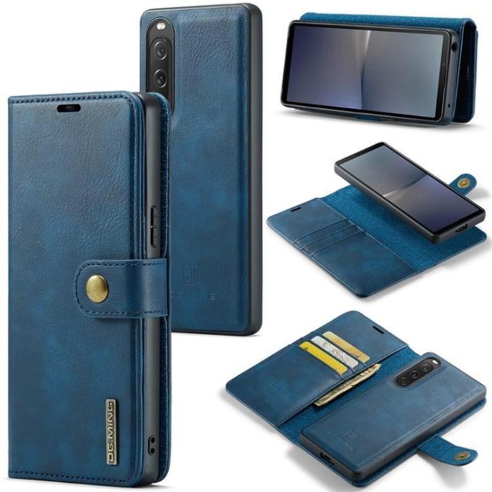 DG.MING - DG.MING Sony Xperia 10 V Plånboksfodral Äkta Läder 2in1 - Blå