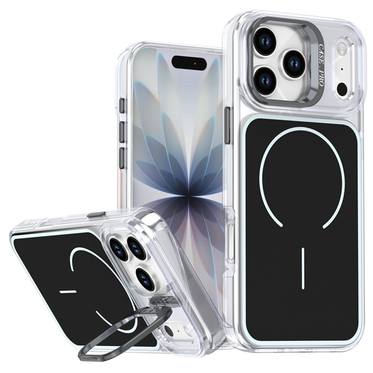 iPhone 17 Pro Mobilskal MagSafe Lens Kickstand TPU + PC (Svart) | 2353 | AlltMobil