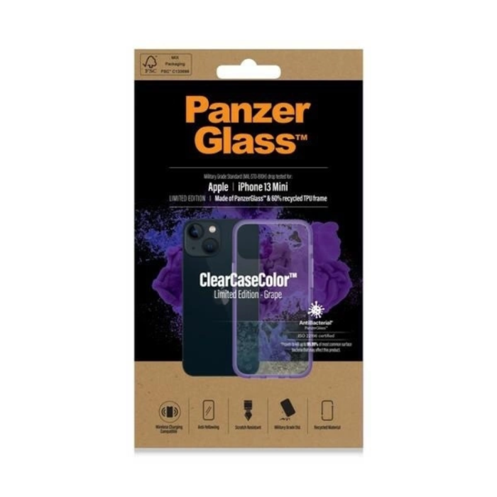 PanzerGlass - PanzerGlass iPhone 13 Mini Mobilskal Antibacterial - Transparent/Lila