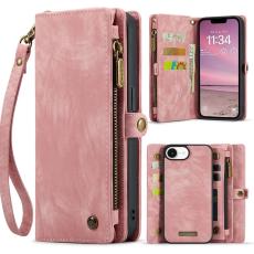 Caseme - CASEME 008 iPhone 16e Pl&aring;nboksfodral i Konstl&auml;der med - Rosa