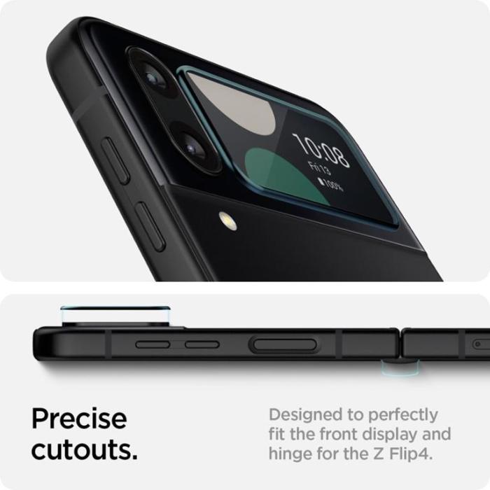 UTGATT - Spigen Galaxy Z Flip 4 Härdat glas EZ FIT + Gångjärnsfilm 2-PACK - Svart