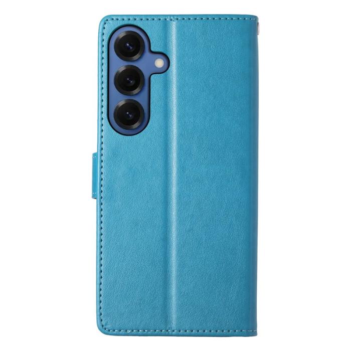 OEM - Samsung Galaxy S26 Plånboksfodral Fjäril Blommönster Konstläder - Blå