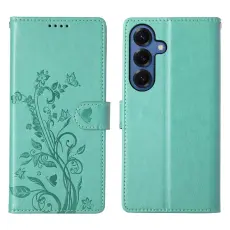 OEM - Samsung Galaxy S26 Pl&aring;nboksfodral Fj&auml;ril Blomm&ouml;nster Konstl&auml;der - Gr&ouml;n