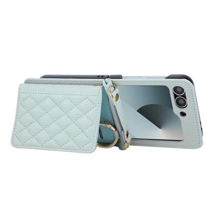 A-One Brand - Galaxy Z Flip 7 FE / Z Flip 6 Mobilskal Korthållare Kickstand Rhombus - Blå