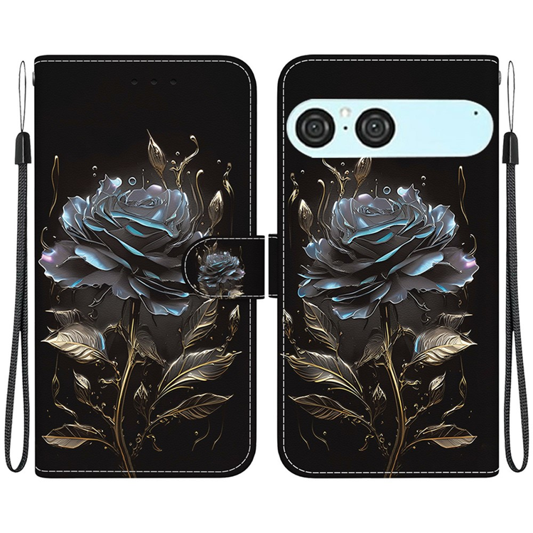 Sony Xperia 10 VII Plånboksfodral Pattern Printing - Svart Rose | 2353 | AlltMobil