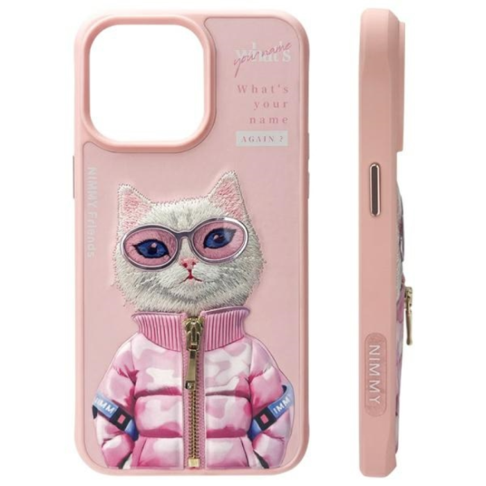 NIMMY - Nimmy iPhone 15 Pro Max Mobilskal Cool & Cute 2.0 Cat - Rosa