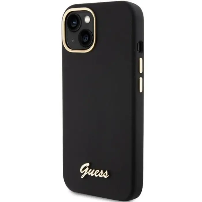 Guess - Guess iPhone 15 Mobilskal Silikon Script Metal Logo Frame