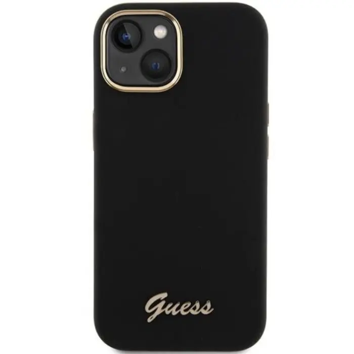 Guess - Guess iPhone 15 Mobilskal Silikon Script Metal Logo Frame