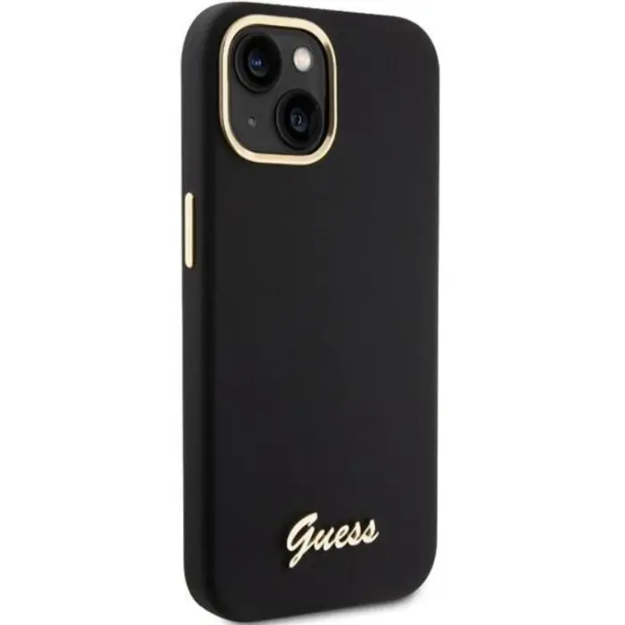 Guess - Guess iPhone 15 Mobilskal Silikon Script Metal Logo Frame