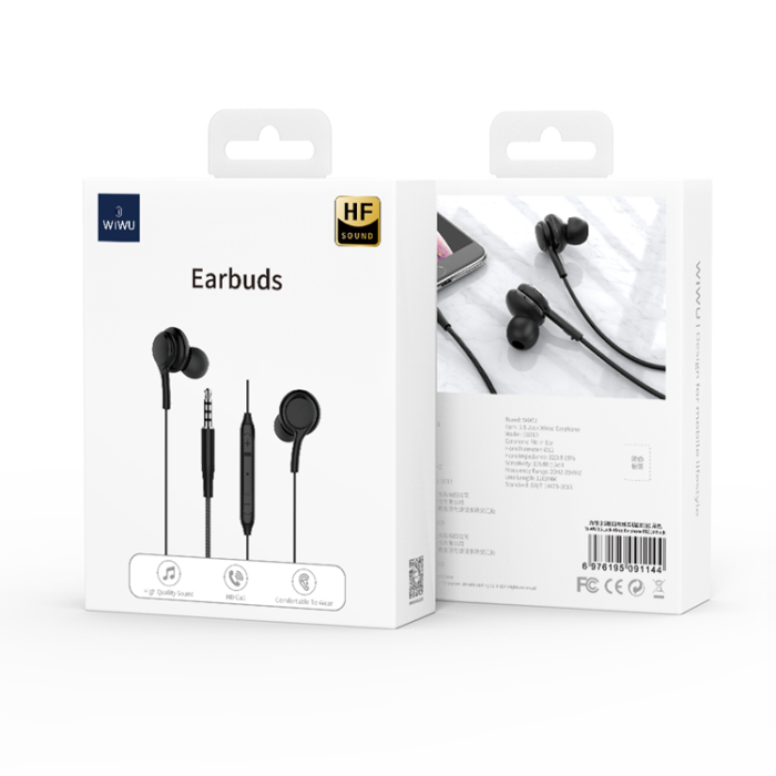 WIWU - WIWU Trådbundna Hörlurar Jack 3.5mm EB310 - Svart