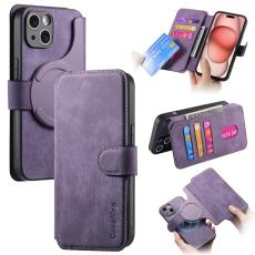 CASENEO - CASENEO iPhone 15 Pl&aring;nboksfodral Magnetiskt Detachable Konstl&auml;der - Lila