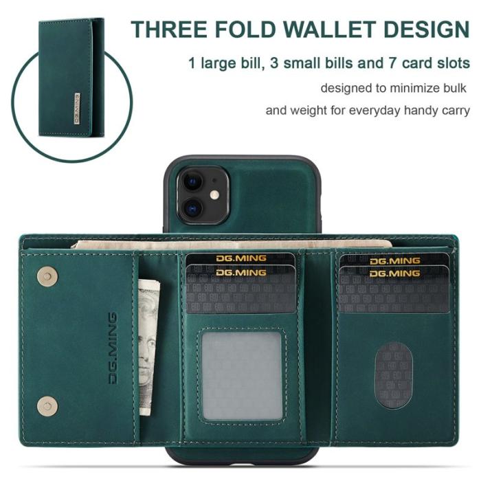 DG.MING - DG.MING Konstläder Plånboksfodral med Kickstand för iPhone 11 - Grön