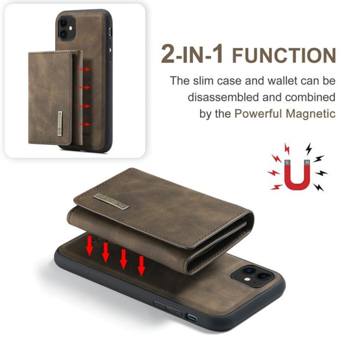 DG.MING - DG.MING Konstläder Plånboksfodral med Ställ för iPhone 11 - Brun