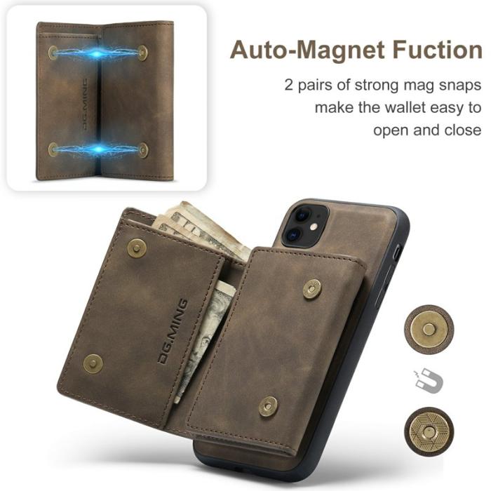 DG.MING - DG.MING Konstläder Plånboksfodral med Ställ för iPhone 11 - Brun