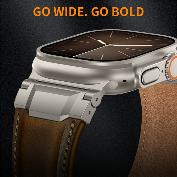 A-One Brand - Apple Watch (42/44/45/46/49mm) Armband Cowhide Läder - New Mörkbrun