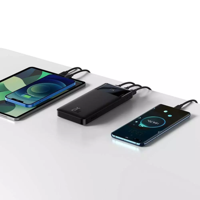 BASEUS - Baseus Digital Display Snabbladdare 10000mAh 20W - Svart