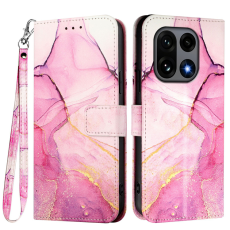A-One Brand - OnePlus 15 Pl&aring;nboksfodral Marble Pattern L&auml;der - Rosa/Lila/Guld