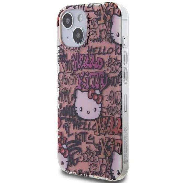 Hello Kitty - Hello Kitty iPhone 15 Mobilskal IML Tags Graffiti - Rosa