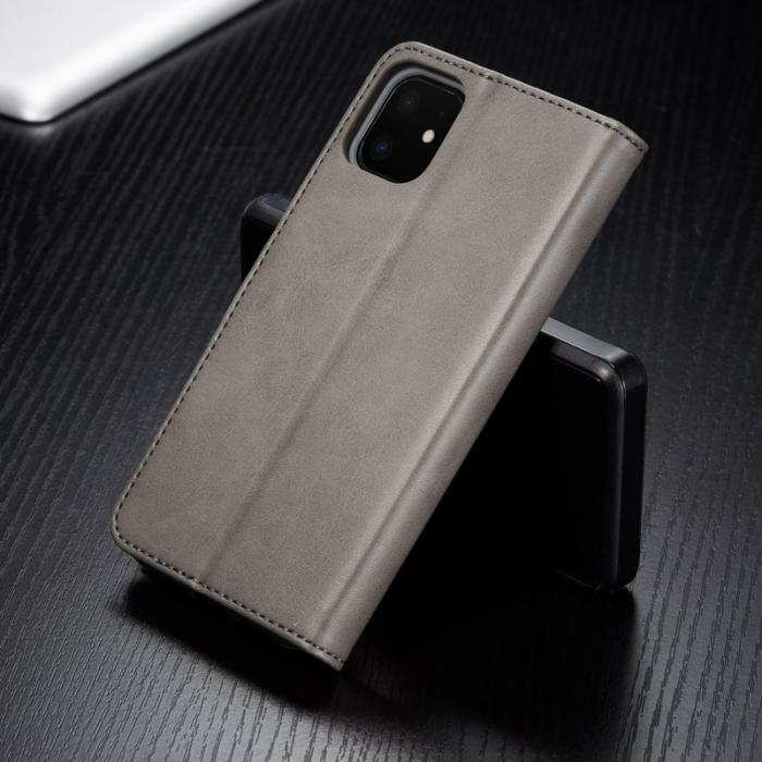 LC.imeeke - LC.imeeke iPhone 11 Plånboksfodral i Konstläder - Grå