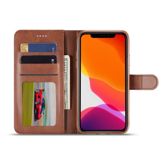 LC.imeeke - LC.imeeke iPhone 11 Plånboksfodral i Konstläder - Brun