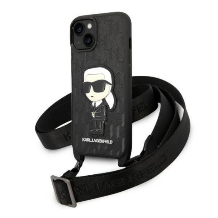 KARL LAGERFELD - Karl Lagerfeld iPhone 14 Skal med halsband Ikonik Patch - Svart