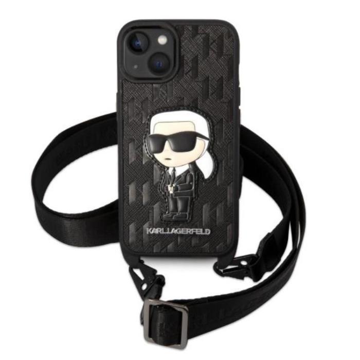 KARL LAGERFELD - Karl Lagerfeld iPhone 14 Skal med halsband Ikonik Patch - Svart
