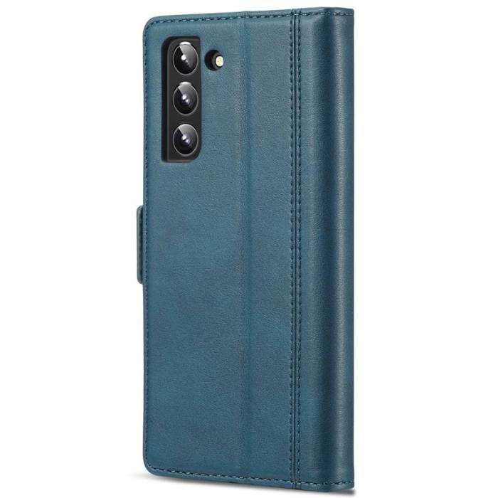 LC.imeeke - LC.IMEEKE Samsung Galaxy S22 5G Plånboksfodral Konstläder - Blå