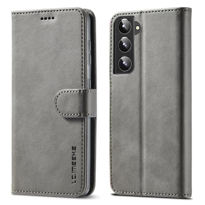 LC.imeeke - LC.IMEEKE Samsung Galaxy S22 5G Plånboksfodral Konstläder - Grå