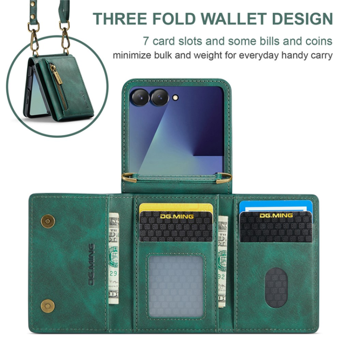 DG.MING - DG.MING Galaxy Z Flip 7 Mobilskal RFID Blocking M5 - Grön