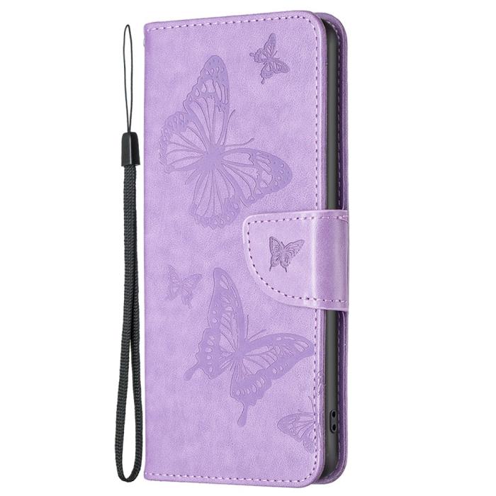 OEM - iPhone 14 Plus Plånboksfodral Butterfly Imprinted - Lila
