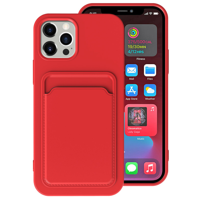 iPhone 13 Pro Skal med Kortfack - Röd | 2353 | AlltMobil