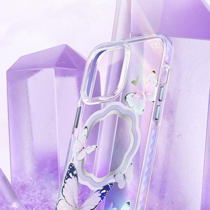 Kingxbar - Kingxbar iPhone 14 Plus Skal Magsafe Butterfly - Lila
