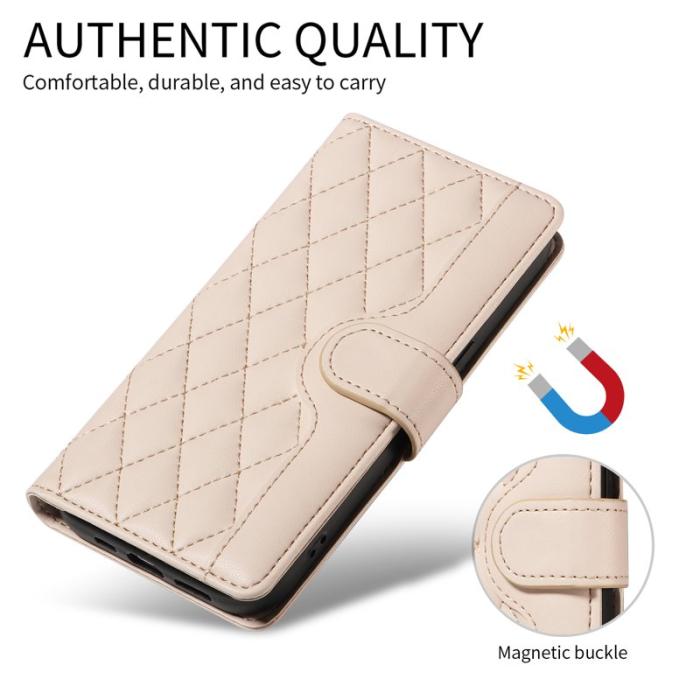 OEM - Rhombus Samsung Galaxy S26 Plus Fodral Äkta Läder - Aprikos