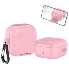 A-One Brand - Fodral f&ouml;r Samsung Galaxy Buds 4/Buds 4 Pro Litchi Texture - Rosa