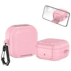 A-One Brand - Fodral f&ouml;r Samsung Galaxy Buds 4/Buds 4 Pro Litchi Texture - Rosa