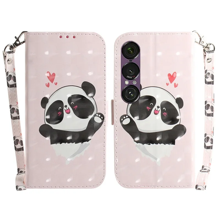 Sony Xperia 1 VII Plånboksfodral med Handledsrem - Panda | 2353 | AlltMobil