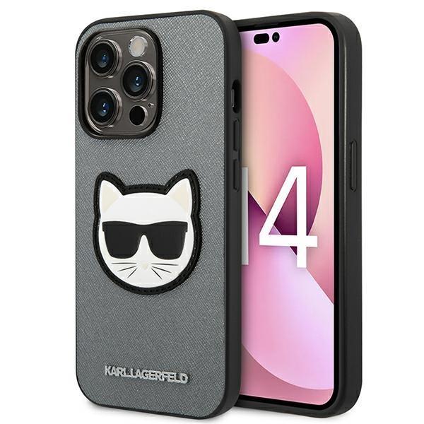 Karl Lagerfeld iPhone 14 Pro Skal Saffiano Choupette Head Patch - Silver | 2353 | AlltMobil