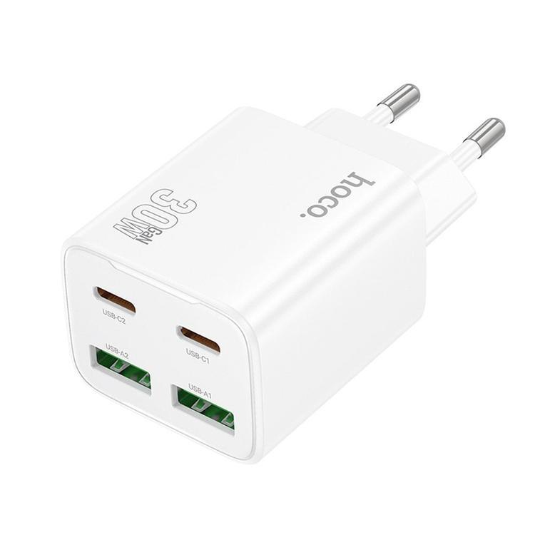 Hoco Snabbladdare PD 30W 2xUSB-A 2xUSB-C QC3.0 3A N56 - Vit | 505295 | AlltMobil