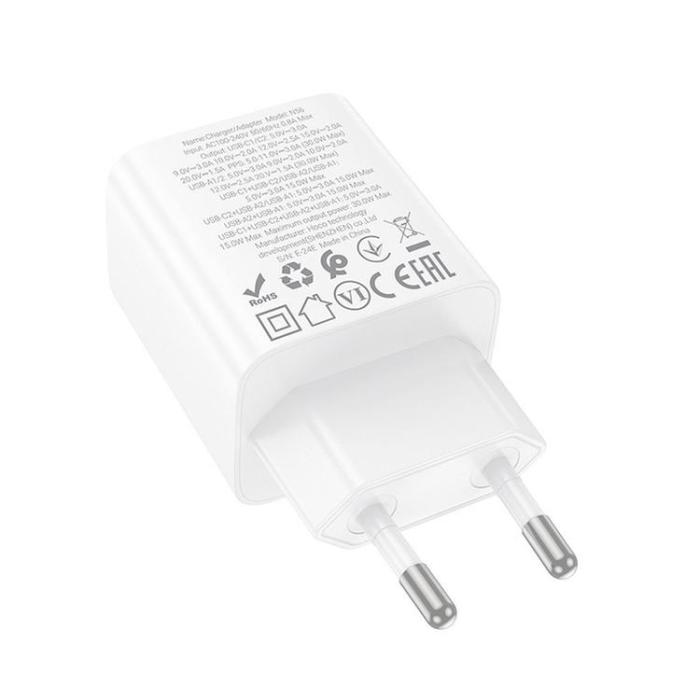 Hoco - Hoco Snabbladdare PD 30W 2xUSB-A 2xUSB-C QC3.0 3A N56 - Vit