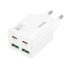 Hoco - Hoco Snabbladdare PD 30W 2xUSB-A 2xUSB-C QC3.0 3A N56 - Vit