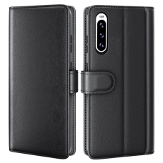A-One Brand - Sony Xperia 10 V Plånboksfodral Äkta Läder Flip - Svart
