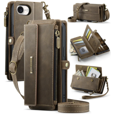 Caseme - Caseme iPhone 16e Plånboksfodral RFID Blocking Zipper - Brun