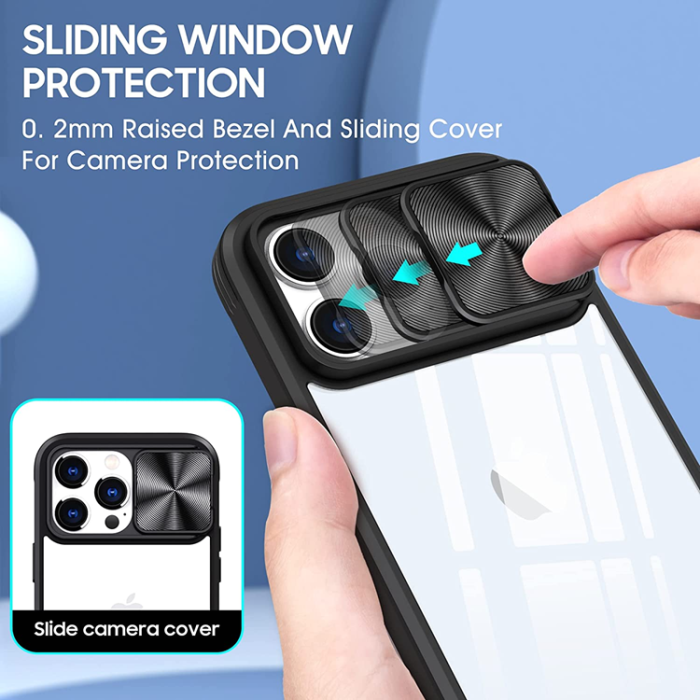 OEM - iPhone 11 Pro Max Mobilskal 360 Kamera Slider - Svart