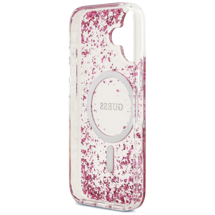Guess - Guess iPhone 17 Mobilskal Magsafe Resin Bottom Glitter - Rosa